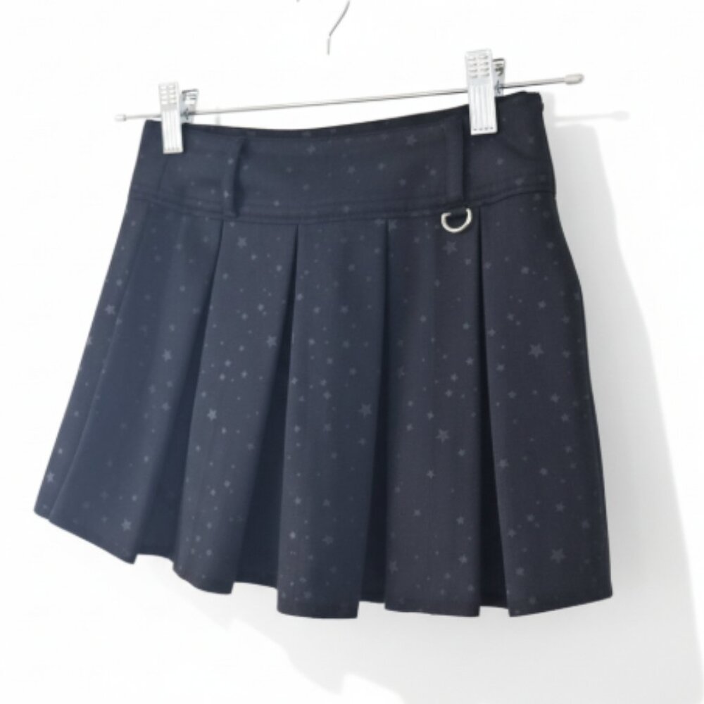 Tractr Girls Skort 10 Midnight Blue Star Print Pleated Raw Hem NWT Missing Chain